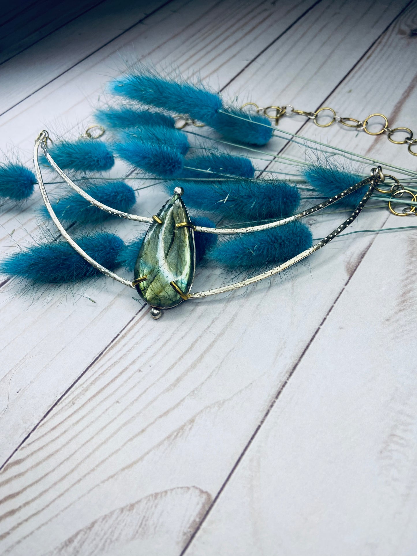 Imperial Labradorite Sterling Statement Necklace