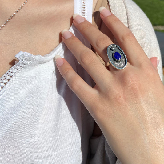 Moon and Tide Sterling Silver Ring