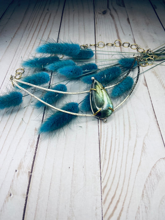 Imperial Labradorite Sterling Statement Necklace